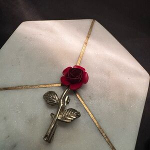Elegant Red Rose Brooch